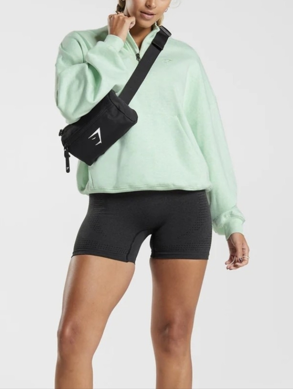 🍄3/50$🍄 Gymshark Rest Day Sweats 1/2 Zip Pullover Kangaroo Pocket Size Small - Picture 2 of 12